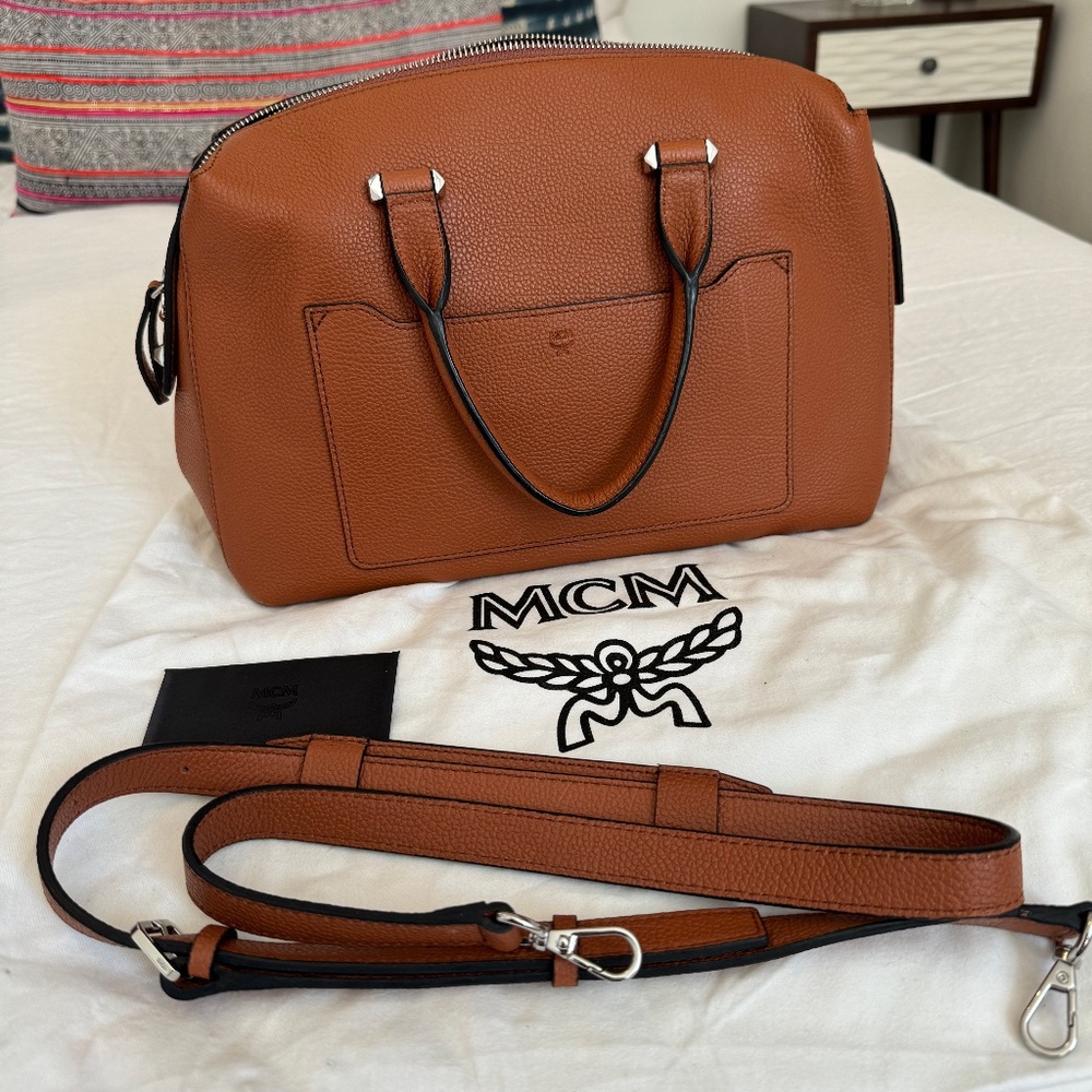 Brand new MCM Brown Leather Medium Ella Boston Bag